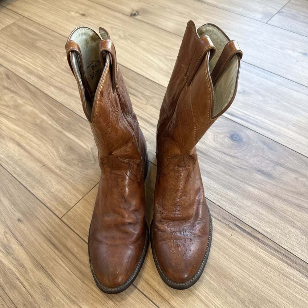 Vintage Wrangler leather boots Made in USA 8.5 Women’s Cowboy Western Brown